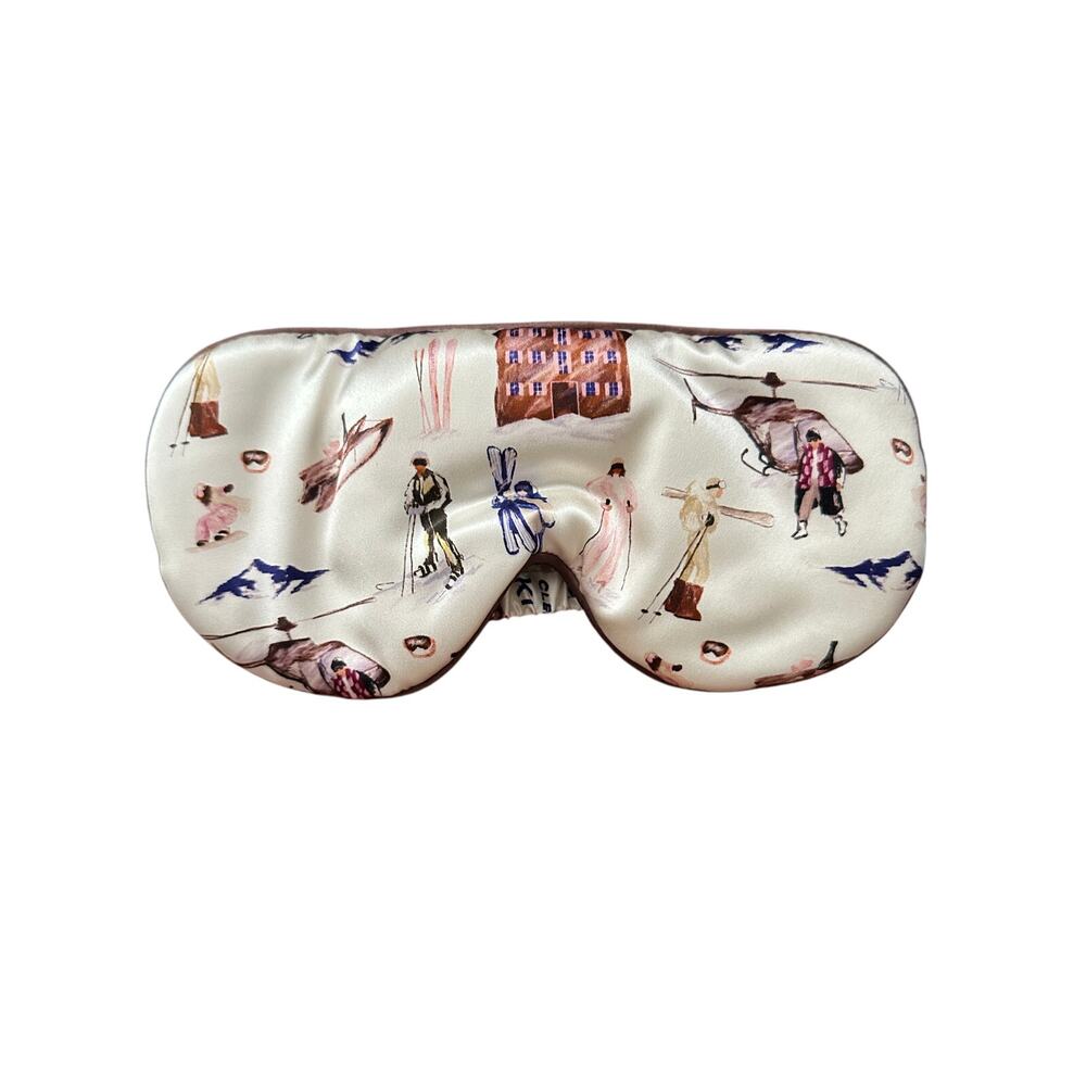Rare Ski Club Print Clementine Sleepwear Organic Silk Sleep Mask